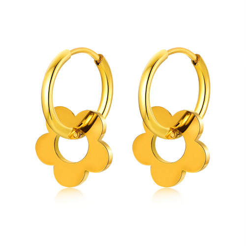 Wholesale Stainless Steel Hoop Earrings with Flower