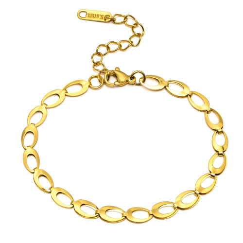 Wholesale Stainless Steel Oval Flat Link Chain Bracelet