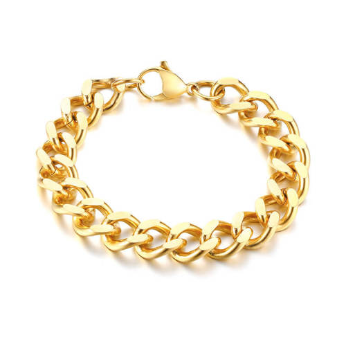 Wholesale Stainless Steel 12mm Gold Curb Chain Bracelet