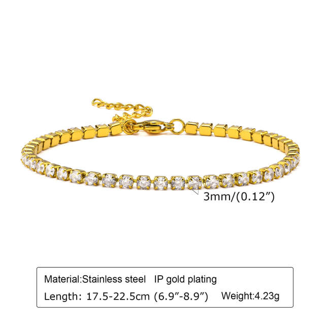 Wholesale Stainless Steel Diamond Tennis Bracelet Anklet