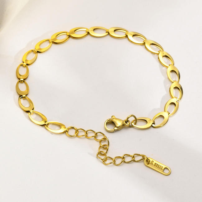 Wholesale Stainless Steel Oval Flat Link Chain Bracelet