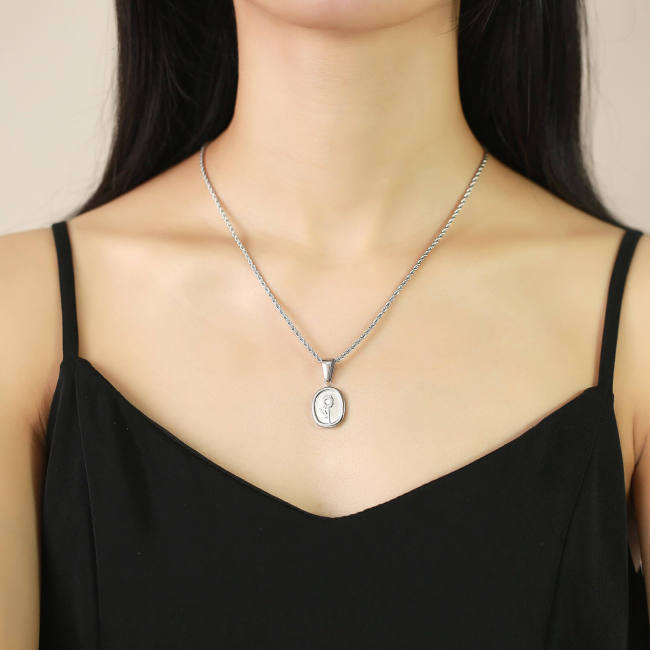 Wholesale Stainless Steel Unique Sunflower Rope Necklace