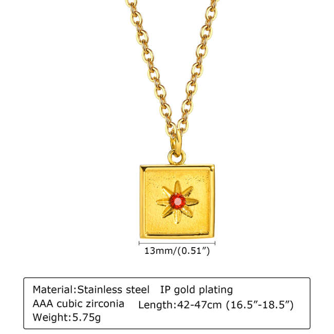 Wholesale Stainless Steel Square Pendant Necklace with Flower