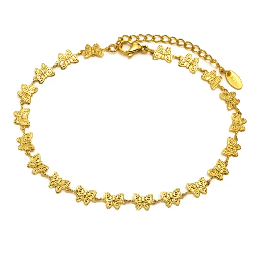 Wholesale Stainless Steel Butterfly Link Chain Anklet