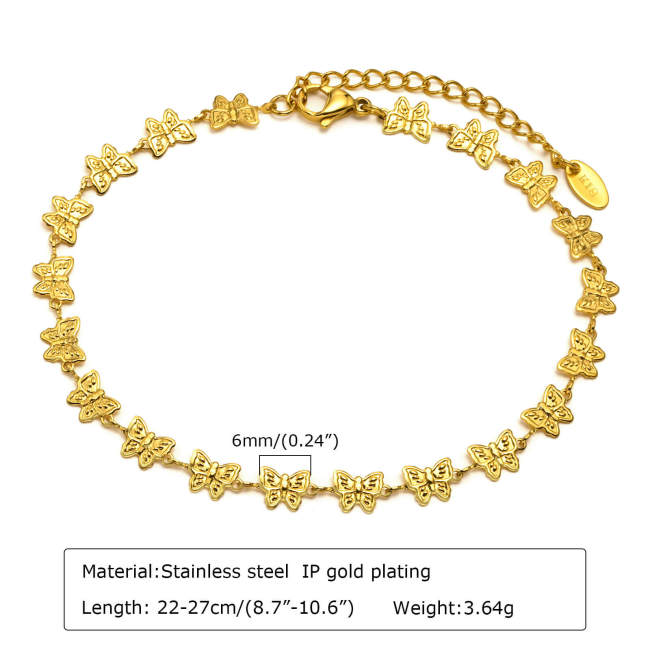 Wholesale Stainless Steel Butterfly Link Chain Anklet