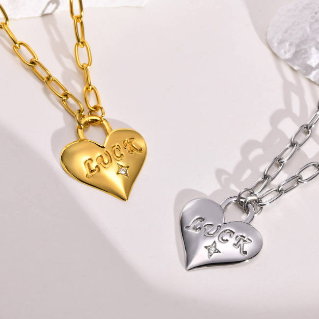 Wholesale Stainless Steel Padlock Heart Pendant Necklace
