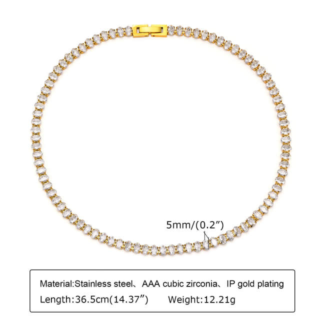 Wholesale Stainless Steel Tennis Bracelet and Necklace Set