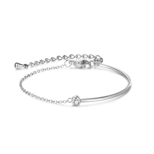 Wholesale Stainless Steel Half Bangle Half Link Chain Bracelet