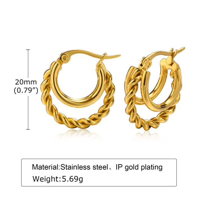 Wholesale Stainless Steel New Design Triple Hoop Earrings
