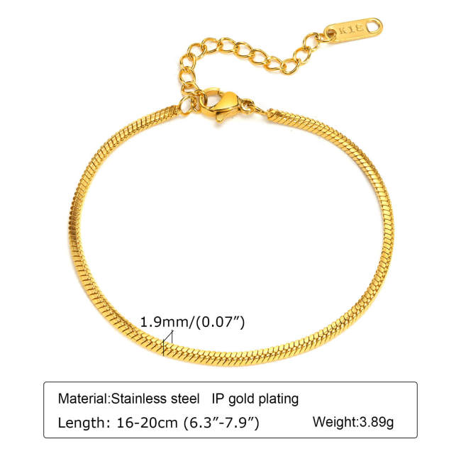 Wholesale Stainless Steel Round Snake Chain Bracelet