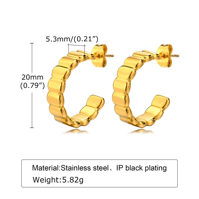 Wholesale Stainless Steel New Design C-Shaped Earrings