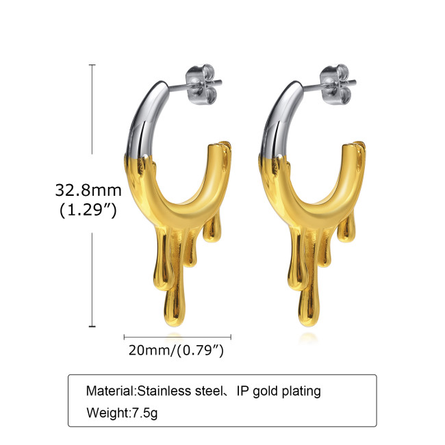 Wholesale Stainless Steel Stunning Drips Chunky Earrings