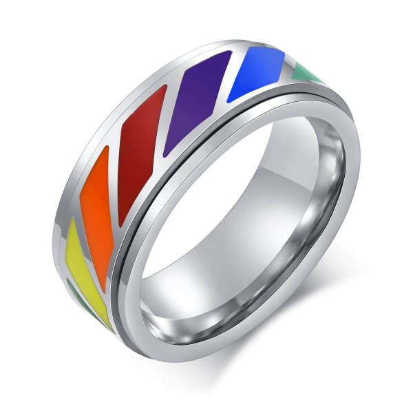 Wholesale Stainless Steel Rotatable Rainbow Ring