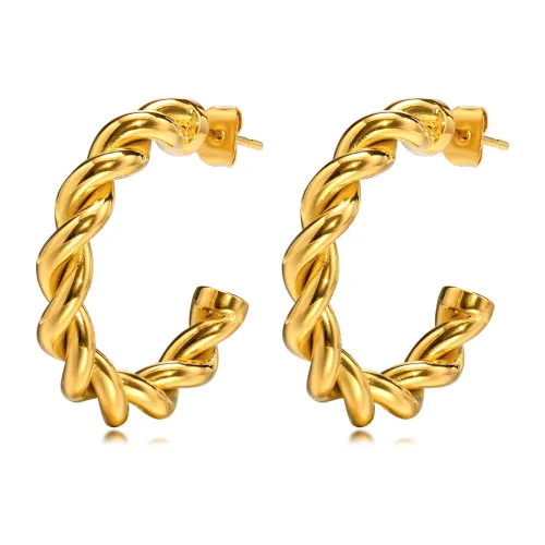 Wholesale Stainless Steel Twist Open Hoop Earrings