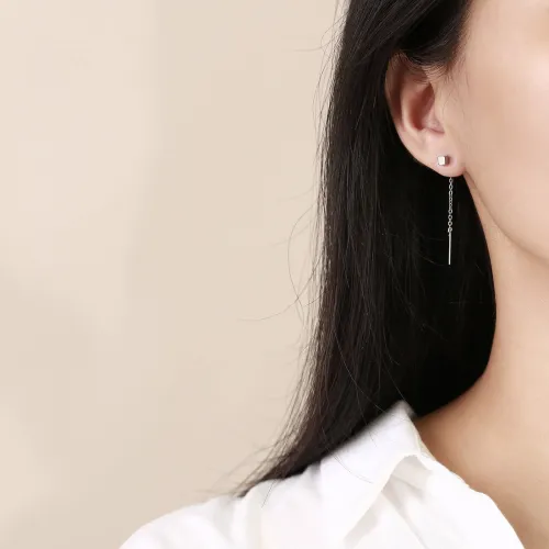 Wholesale Stainless Steel Flow Chain Drop Earrings