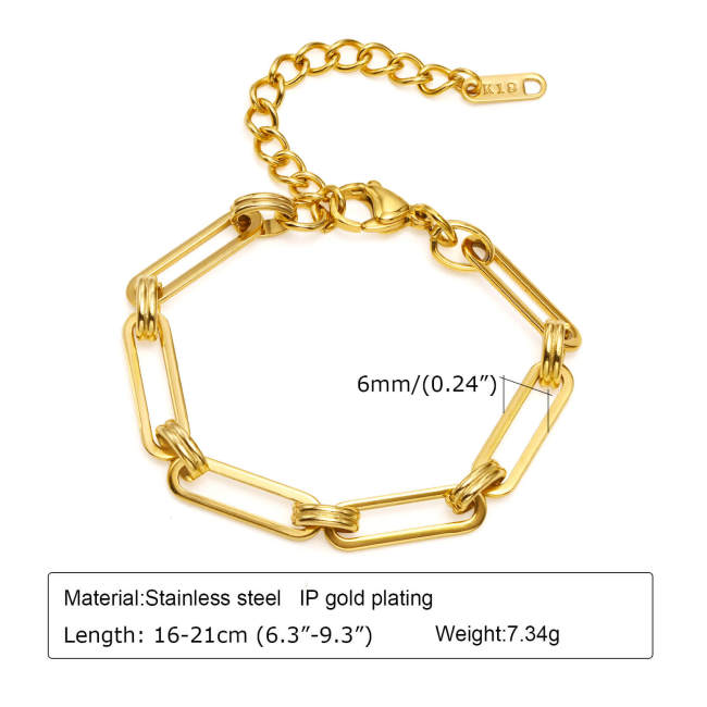 Wholesale Stainless Steel Paperclip Chain Bracelet