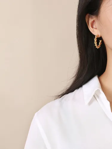 Wholesale Stainless Steel Twist Open Hoop Earrings