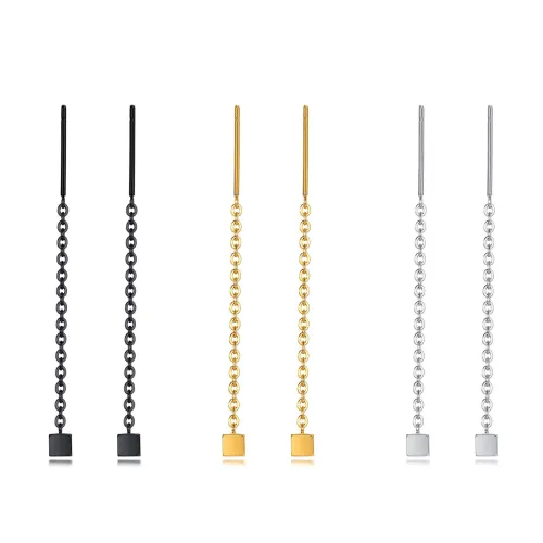 Wholesale Stainless Steel Flow Chain Drop Earrings