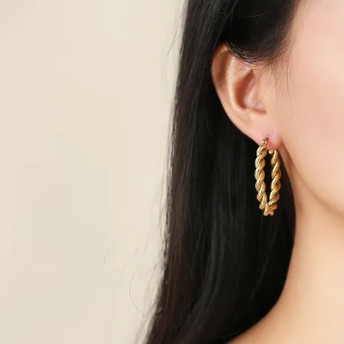 Wholesale Stainless Steel Twist Hoop Earrings