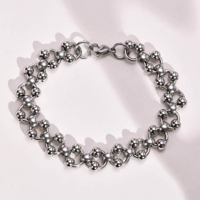 Wholesale Stainless Steel Mens Ball Link Chain Bracelet