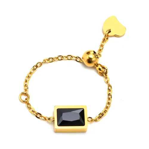 Wholesale Stainless Steel Adjustable Chain Ring with CZ