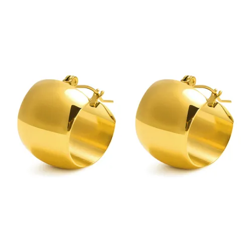 Wholesale Stainless Steel Wide Flat Huggie Hoop Earrings