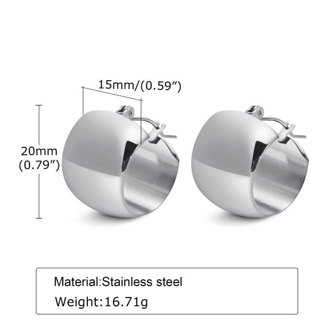 Wholesale Stainless Steel Wide Flat Huggie Hoop Earrings