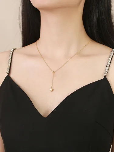 Wholesale Stainless Steel Y Shape Drop Heart Necklace