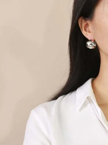 Wholesale Stainless Steel Wide Flat Huggie Hoop Earrings
