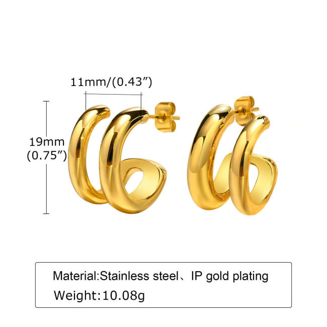Wholesale Stainless Steel Double C Chunky Hoop Earrings