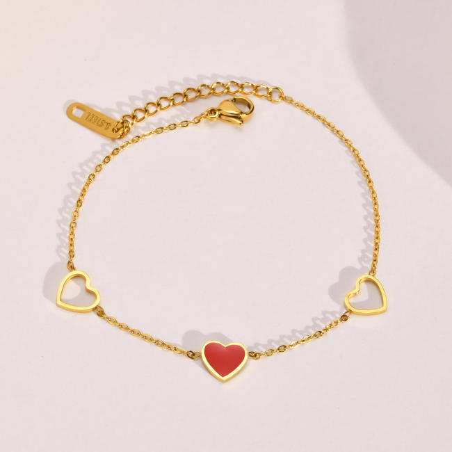 Wholesale Stainless Steel Heart Link Chain Bracelet