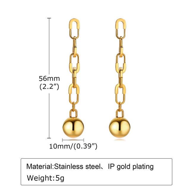 Wholesale Stainless Steel Chain Link Drop Earrings