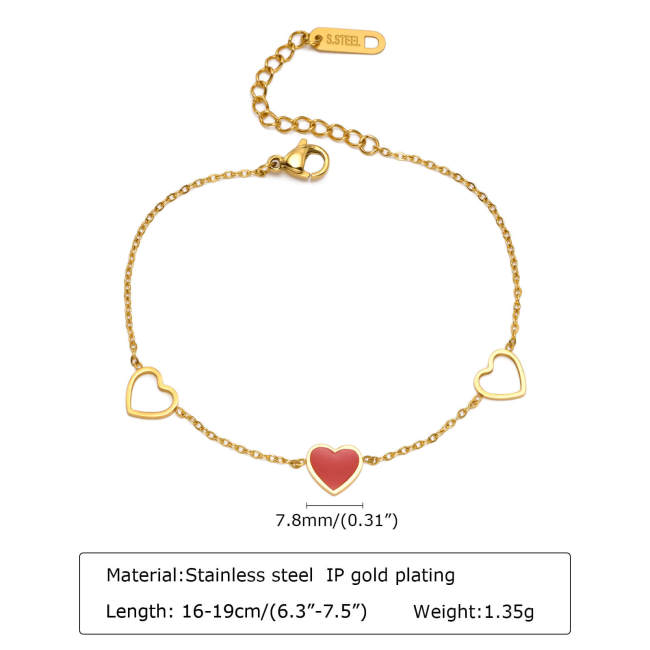 Wholesale Stainless Steel Heart Link Chain Bracelet
