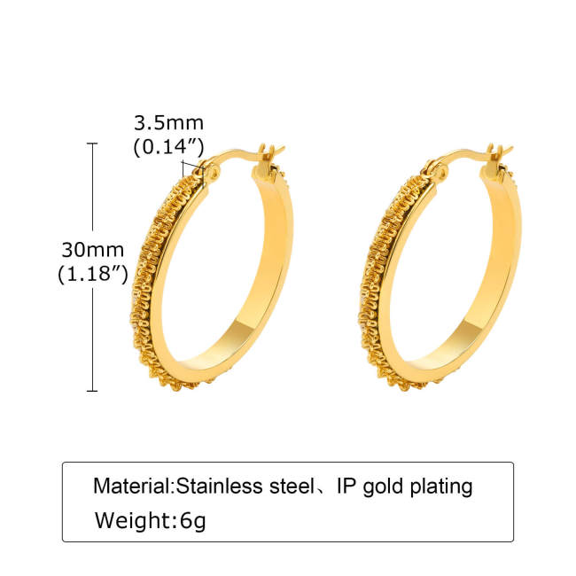 Wholesale Stainless Steel Korean Style Gypsophila Hoop Earrings