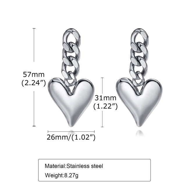 Wholesale Stainless Steel Love Cuban Link Chain Earrings