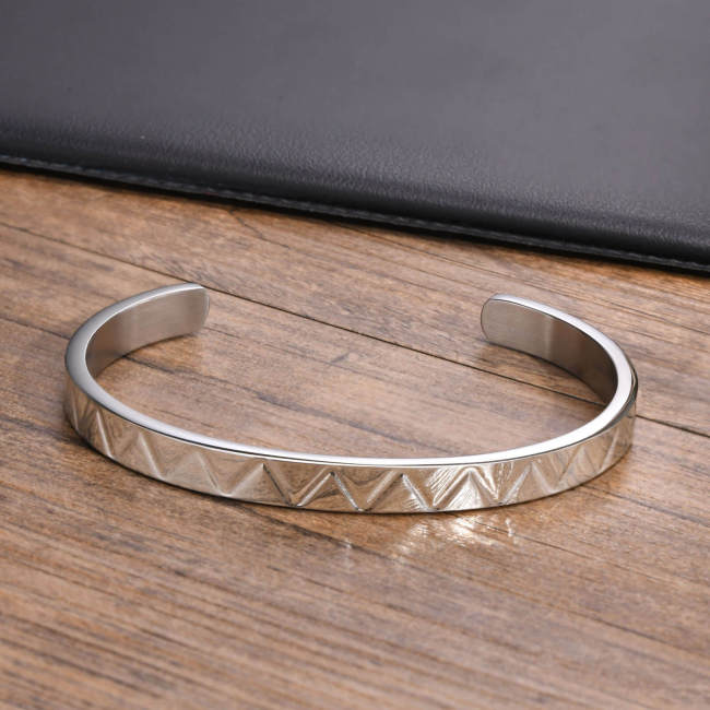 Wholesale Stainless Steel Textured Cuff Bracelet for Men