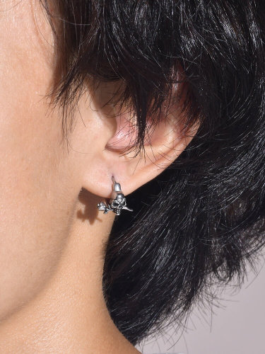 Wholesale Stainless Steel Punk Rose Skull Earrings