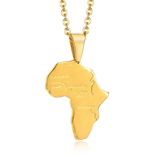 Wholesale Stainless Steel Gold African Map Pendant