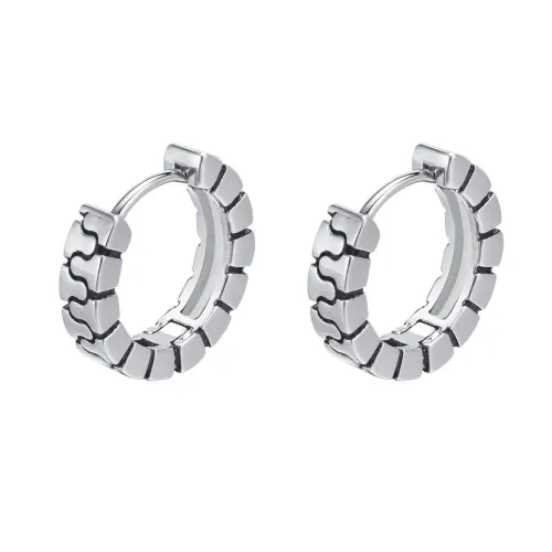 Wholesale Stainless Steel Tire Texture Huggie Earrings