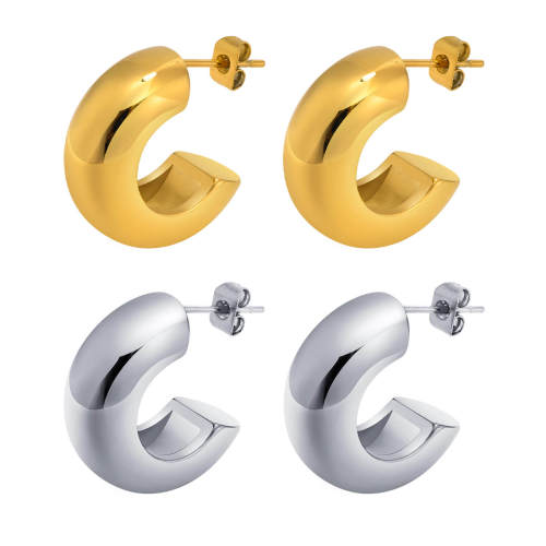 Wholesale Stainless Steel Chunky C-shaped Hoop Earrings