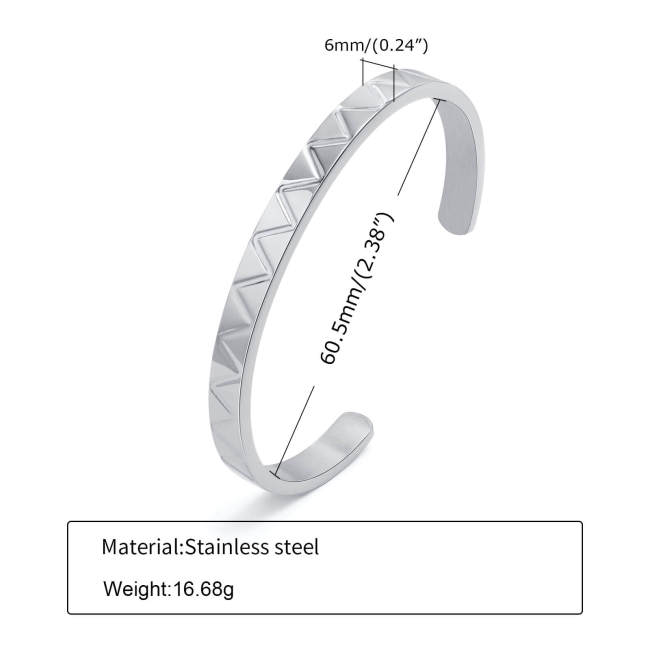 Wholesale Stainless Steel Textured Cuff Bracelet for Men