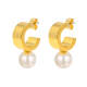 Wholesale Copper C-shaped Pearl Earrings