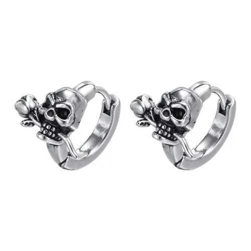 Wholesale Stainless Steel Punk Rose Skull Earrings