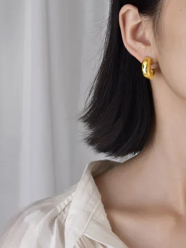 Wholesale Stainless Steel Chunky C-shaped Hoop Earrings