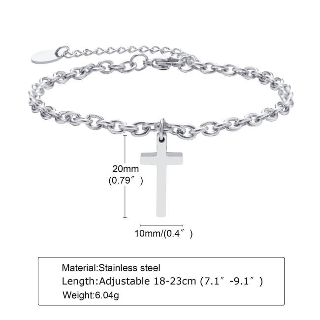 Wholesale Stainless Steel Belief Cross Pendant Bracelet