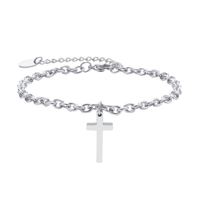 Wholesale Stainless Steel Belief Cross Pendant Bracelet