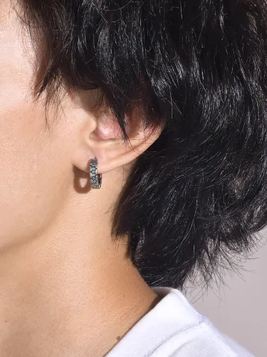 Wholesale Stainless Steel Tire Texture Huggie Earrings