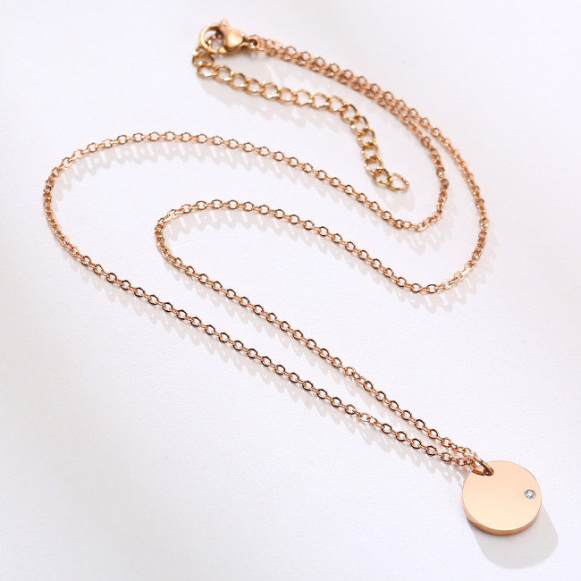Wholesale Stainless Steel Engravable Disc Necklace Gold