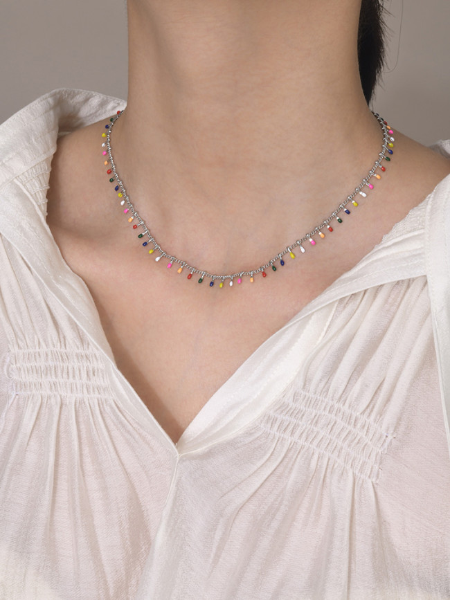 Wholesale Stainless Steel Colorful Match Necklace