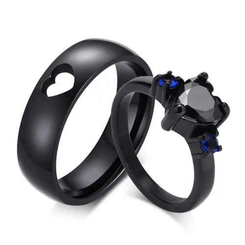 Wholesale Stainless Steel Stunning Black Wedding Rings